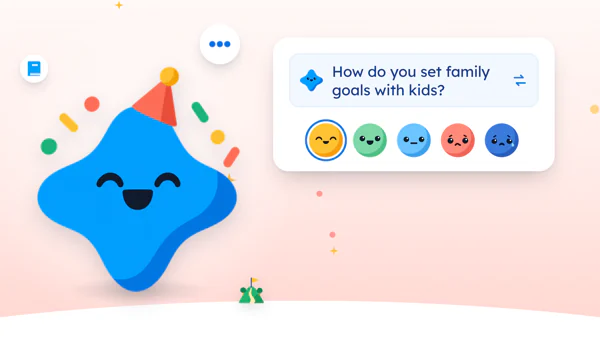Mira, the Yumemira star, celebrates beside the real goal picker screen with Search goals and Make your own