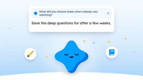 Mira, the Yumemira star, sits calmly beside a short self-discovery question and a month of one-line answers