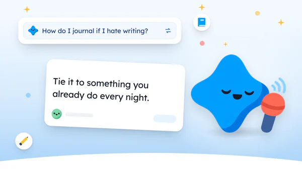 Mira, the Yumemira star, listens beside a journal entry with five faces from Great to Hard and a microphone button